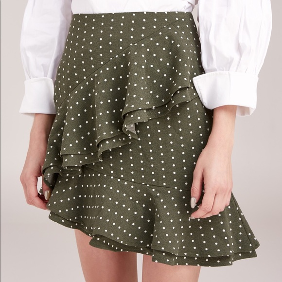 C/MEO Collective Dresses & Skirts - C/Meo Collective Entice Polka Dot Mini Skirt Khaki